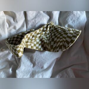 BAGGU Olive and White Checkered Visor